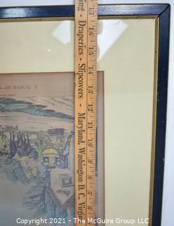 Framed Under Glass Colored Lithograph of "A Scene On The London To Brighton Road" J. Pollard, 1830.  Measures 18" x 22".