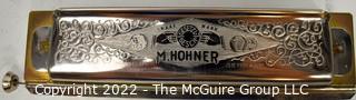 Vintage M. Hohner "Super Chromonica" Harmonica In Original Green Vinyl  Case  (Germany)