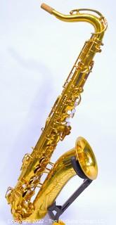 Saxophone: Buescher "Big "B" Aristrocrat"  Lacquered Tenor Sax, SN 329526 w/white Hiscox Pro II hard case. Mouthpiece sold separately in this auction.