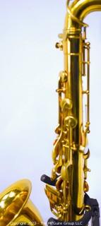 Saxophone: Buescher "Big "B" Aristrocrat"  Lacquered Tenor Sax, SN 329526 w/white Hiscox Pro II hard case. Mouthpiece sold separately in this auction.