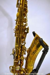 Saxophone: H. Conn Conqueror "Naked Lady" 26M. SN 271522 (c 1937) w/white Hiscox Pro II hard case. Mouthpiece sold separately in this auction.