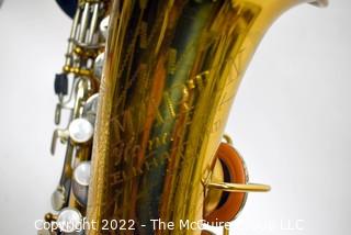 Saxophone: Martin "Handcraft" Alto "Skyline" SN 118840 (c 1937) w/white Hiscox Pro II hard case. Mouthpiece sold separately in this auction.