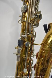 Saxophone: Martin "Handcraft" Alto "Skyline" SN 118840 (c 1937) w/white Hiscox Pro II hard case. Mouthpiece sold separately in this auction.