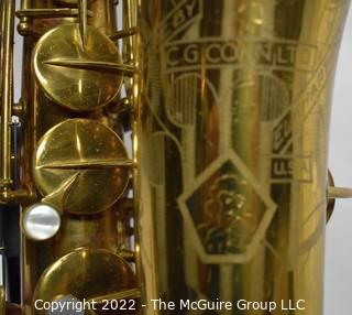 Saxophone: H. Conn Conqueror "Naked Lady" 10M Tenor Sax  SN M288779L (c 1939) w/black Hiscox Pro II hard case. Mouthpiece sold separately in this auction.