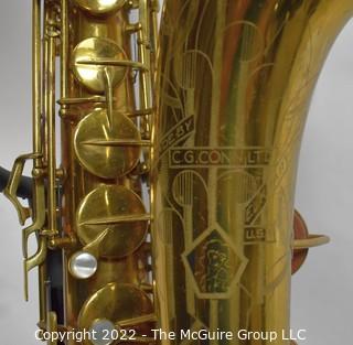 Saxophone: H. Conn Conqueror "Naked Lady" 10M Tenor Sax  SN M288779L (c 1939) w/black Hiscox Pro II hard case. Mouthpiece sold separately in this auction.