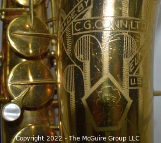 Saxophone: H. Conn Conqueror "Naked Lady" 10M Tenor Sax  SN M288779L (c 1939) w/black Hiscox Pro II hard case. Mouthpiece sold separately in this auction.