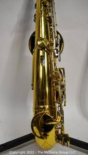 Saxophone: King Super 20 Tenor Sax, SN 352467 w/black soft case, many accessories. Mouthpiece sold separately in this auction.