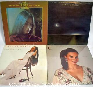 Vinyl Records: Four (4) Female Pop Albums: Crystal Gayle and Emmy Lou Harris