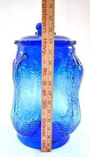 Vintage Cobalt Blue Glass Planters Peanuts Jar with Lid