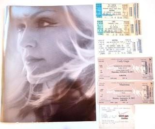 Vintage 2001 Madonna Drowned World Tour Concernt Program & Tickets.  Includes tickets for Cher and Lady Gaga.