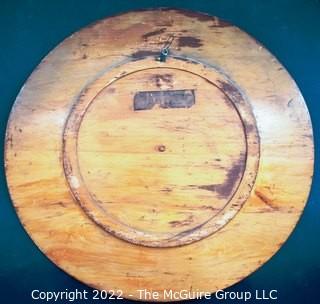 Antique Swedish Wood Round Platter or Tray Decorated with Wood Burning Pyrography  Norse God.  It measures 21" in diameter.