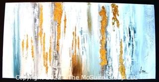 Abstract Oil on Canvas Painting Signed by Artist, Jena.  Measures 20" x 40".