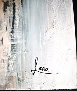 Abstract Oil on Canvas Painting Signed by Artist, Jena.  Measures 20" x 40".