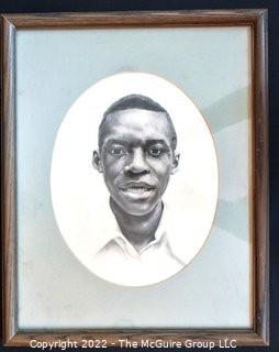 Framed Under Glass Original Pencil Portrait on Paper of Albert Caulker.  Measures 14" x 12".