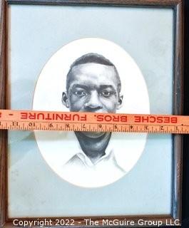 Framed Under Glass Original Pencil Portrait on Paper of Albert Caulker.  Measures 14" x 12".