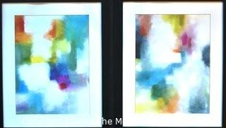 Two (2) Framed Under Glass Abstract Paintings, Unsigned.  