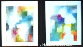 Two (2) Framed Under Glass Abstract Paintings, Unsigned.  