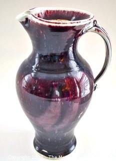 Large Hand Thrown Traditional Pitcher by Edgecomb Pottery in Purple Metal Glaze.  Measures 12" tall. 