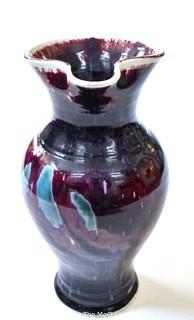 Large Hand Thrown Traditional Pitcher by Edgecomb Pottery in Purple Metal Glaze.  Measures 12" tall. 