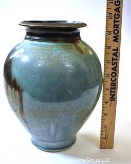 Edgecomb Pottery Porcelain Large Harmony Vase with Blue Metal Glaze.  Measures 10" tall.