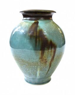 Edgecomb Pottery Porcelain Large Harmony Vase with Blue Metal Glaze.  Measures 10" tall.