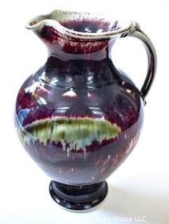 Edgecomb Pottery Large Traditional Pitcher Plum Metal Glaze.  Measures 12" tall.