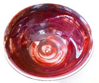 Edgecomb Pottery Serving Bowl with Red Metal Glaze.  Measures 9" diameter.