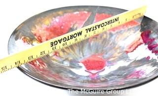 Edgecomb Pottery Large Serving or Decorative Bowl with Red Metal Glaze. Measures 14" in diameter. 