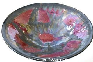 Edgecomb Pottery Large Serving or Decorative Bowl with Red Metal Glaze. Measures 14" in diameter. 