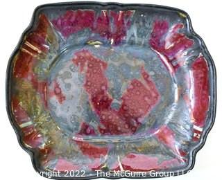 Edgecomb Pottery Porcelain Large Serving Platter with Red Metal Glaze.  Measures 14" long and 11" wide. 