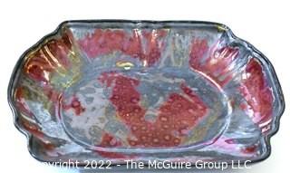 Edgecomb Pottery Porcelain Large Serving Platter with Red Metal Glaze.  Measures 14" long and 11" wide. 