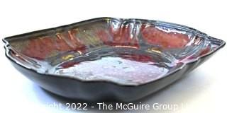 Edgecomb Pottery Porcelain Large Serving Platter with Red Metal Glaze.  Measures 14" long and 11" wide. 