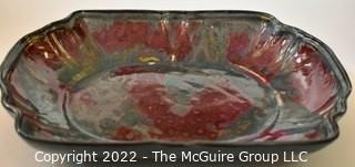 Edgecomb Pottery Porcelain Large Serving Platter with Red Metal Glaze.  Measures 14" long and 11" wide. 