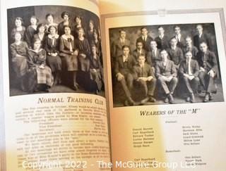 Group of Decorative Items and 1922 FMHS (Flower Mound, Texas High School) Year Book.