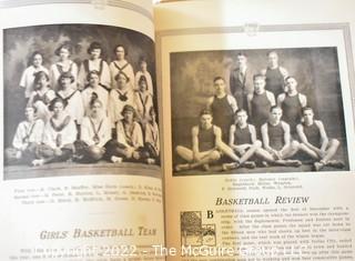 Group of Decorative Items and 1922 FMHS (Flower Mound, Texas High School) Year Book.