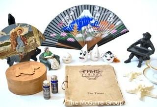 Group of Decorative Items and 1922 FMHS (Flower Mound, Texas High School) Year Book.