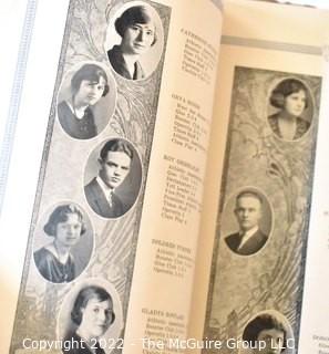 Group of Decorative Items and 1922 FMHS (Flower Mound, Texas High School) Year Book.