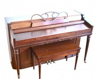 Jesse French & Sons Upright Piano with Bench.  Measures 23" x 37" x 57".  This item must be moved by buyer. 