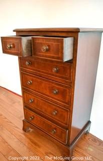 Small Six Drawer Bachelor's Chest or Dresser Made by Longdale Reproductions Limited, England.  Measures 14" x 18" x 33".  