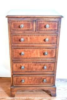 Small Six Drawer Bachelor's Chest or Dresser Made by Longdale Reproductions Limited, England.  Measures 14" x 18" x 33".  