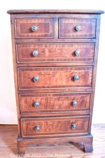 Small Six Drawer Bachelor's Chest or Dresser Made by Longdale Reproductions Limited, England.  Measures 14" x 18" x 33".  