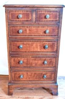 Small Six Drawer Bachelor's Chest or Dresser Made by Longdale Reproductions Limited, England.  Measures 14" x 18" x 33".  