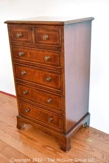 Small Six Drawer Bachelor's Chest or Dresser Made by Longdale Reproductions Limited, England.  Measures 14" x 18" x 33".  