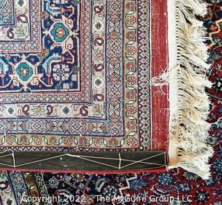 Vintage Traditional Hand Knotted Oriental Rug with Center Medallion and Border Design on Red Ground.  Measures 112" x 147".