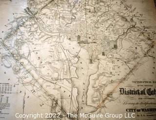 Framed Under Glass Reproduction 1862 Topographical Map of The Original District of Columbia And Environs Showing The Fortifications Around The City Of Washington by E. G. Arnold.  Measures 32" x 35".  