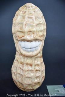 Vintage Jimmy Carter Smiling Peanut Ceramic Pottery Piggy Bank.  