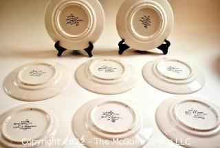 Set of Eight (8) Vintage Estrella De Conimbriga Portugal Hand Painted Dinner Plates. Measure 10" in diameter.