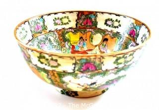 Vintage Asian Famille Rose Incised Hand Painted Serving or Decorative Bowl. Measures 10" in diameter.