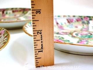 Set of Three (3) Vintage Asian Incised Hand Painted Rose Medallion Plates.  Each measure 10" in diameter.