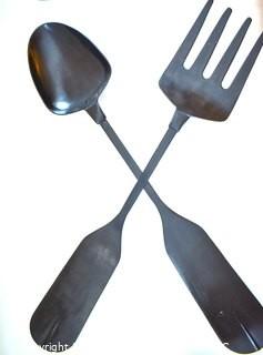 Pottery Barn Large Fork and Spoon Metal  Wall Art Decor.  Each measure 48" tall.